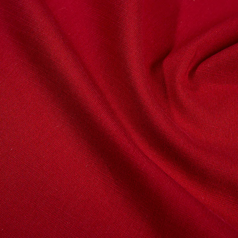 JCR1126 Red Fake Line Cotton-Rayon Dyed Fabric for Pants